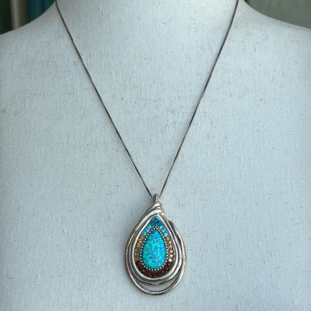 Gorgeous RARE retired Orit Schatzman 925 Israel Sterling silver pendant necklace